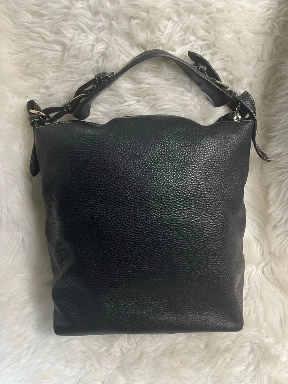Dooney & Bourke Black Pebble Leather Hobo bag,gold tone hardwares